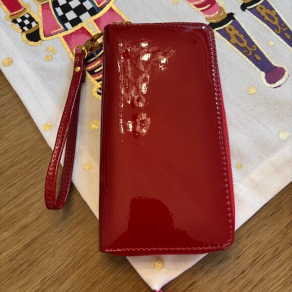 Tory Burch Miller Red Patent Leather Zip Around Continental Wallet Clutch - Picture 3 of 7